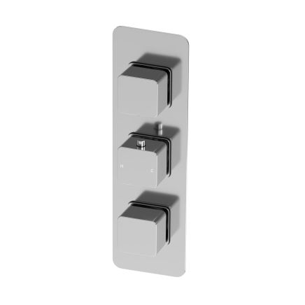 Chrome Triple Square Concealed Thermostatic Shower valve Triple Outlet