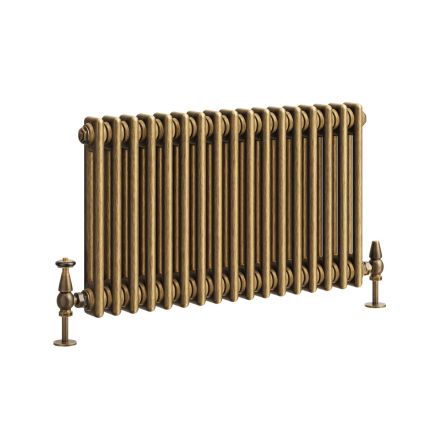 Clement Antique Brass Double Horizontal Column Radiator - 400x785mm