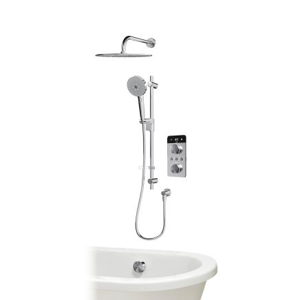 Aqualisa S2 Chrome Smart Digital Shower Dual Outlet (Slide Rail Kit with Bath Filler and Fixed Wall Head) HP/Combi