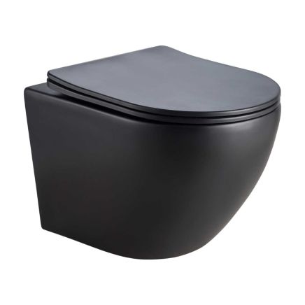 Oscar Black Short Projection Wall Hung Toilet with Soft Close Seat