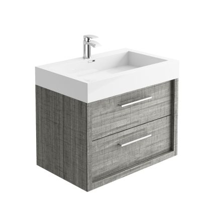 Winslow Grey Ash Wall Hung Vanity Unit with Basin 750mm