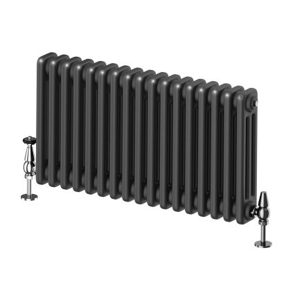 Upton Matt Black Triple Horizontal Column Radiator - 400x785mm