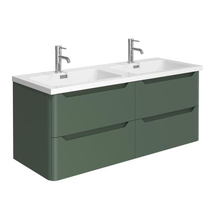 Ellis Wall Hung 1200mm Vanity Unit in Forest Green with Basin