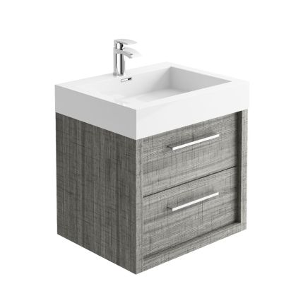 Winslow Grey Ash Wall Hung Vanity Unit with Basin 600mm