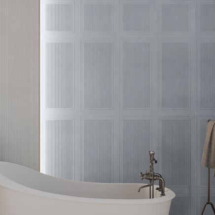 Huntsman Azul Blue Fluted Panel Effect Ceramic Wall Tile 1200x400mm