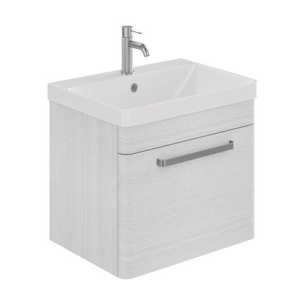 Esk White Wall Hung Vanity Unit and Basin with Brushed Nickel Handles 500mm