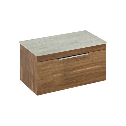 Britton Shoreditch Caramel Single Drawer Wall Hung Vanity Unit with Concrete Haze Worktop 850mm
