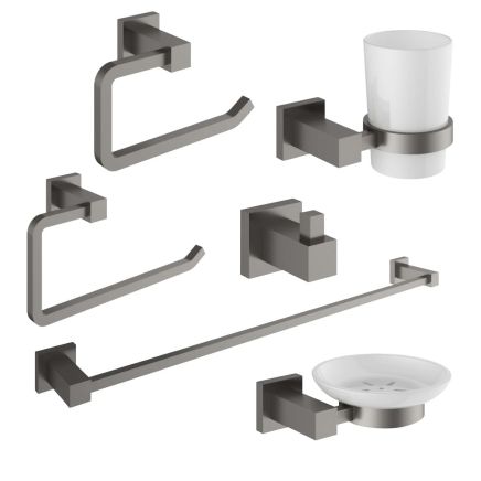 Quad Gunmetal 6-Piece Bathroom Accessory Set