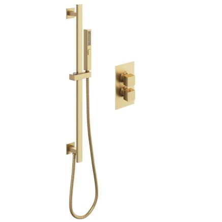 Zena Brushed Gold Single Outlet Square Concealed Valve with Slide Rail Kit