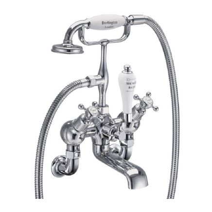 Burlington Claremont Chrome Wall Mounted Angled Bath Shower Mixer Tap with S Adjuster