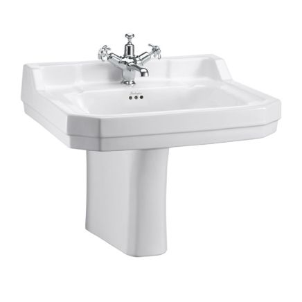 Burlington Edwardian Large Square Basin & Semi Pedestal 1 Tap Hole