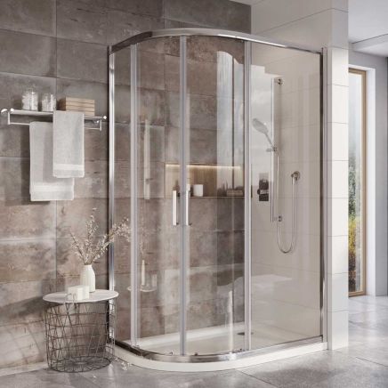 Fabio Chrome Twin Sliding Door Offset Quadrant Enclosure