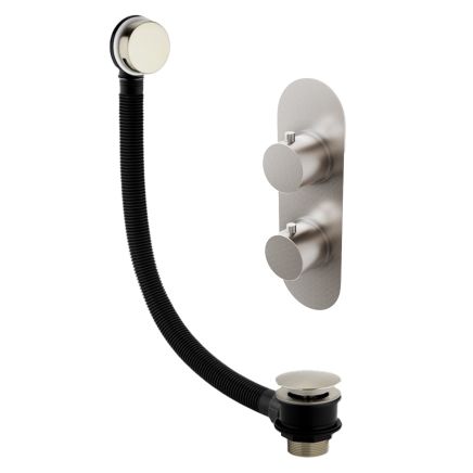 Elora Brushed Nickel Round Concealed Valve & Overflow Bath Filler