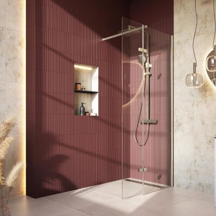 Royle Nickel Wetroom Shower Screen with Hinged Panel