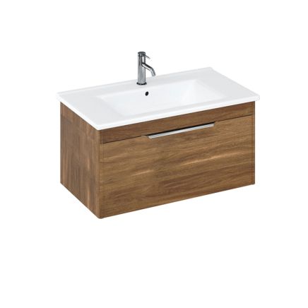 Britton Shoreditch Caramel Single Drawer Wall Hung Vanity Unit with Square Basin 850mm