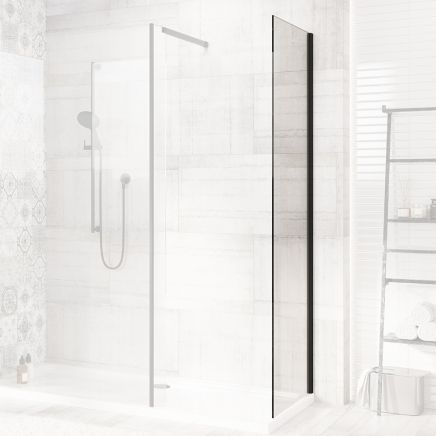Rivar Black Walk In Shower Enclosure End Panel 680mm