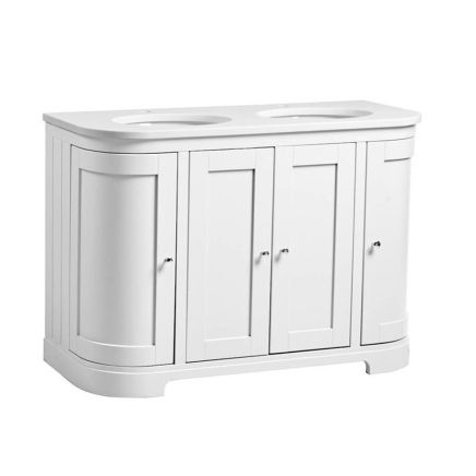 Tavistock Lansdown Linen White Curved Floor Standing Double Vanity Unit with Basin & Arctic White Worktop 1200mm