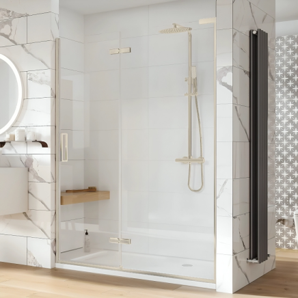 Lanka Brushed Nickel Hinged Shower Door 1200mm