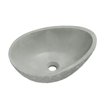 Brava Light Grey Natural Stone Textured Egg Countertop Basin 500x360mm
