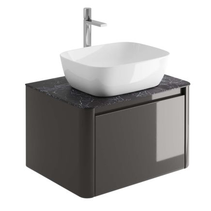 Callerton Titanium Grey Wall Hung Vanity Unit with Italian Slate Worktop 650mm