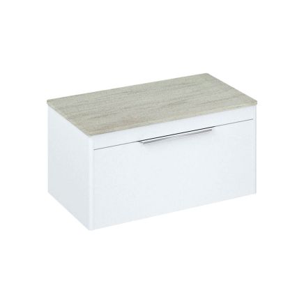Britton Shoreditch Matt White Single Drawer Wall Hung Vanity Unit with Concrete Haze Worktop 850mm