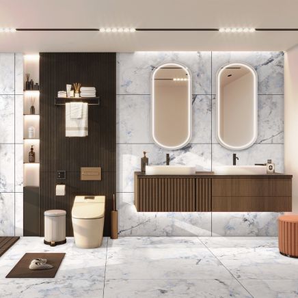 Kamino Vibe Blue Pearl Rocker Porcelain Tile - 1200x600mm