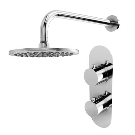 Elora Chrome Round Concealed Valve Shower Head & Arm Pack