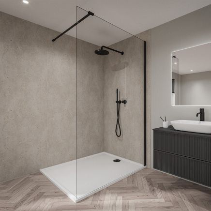 Vero Terrazzo Clay Waterproof Tongue & Groove Shower Wall Panel 2420x1200mm