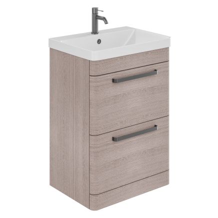 Esk Stone Grey Floor Standing Vanity Unit and Basin with Gunmetal Handles 500mm