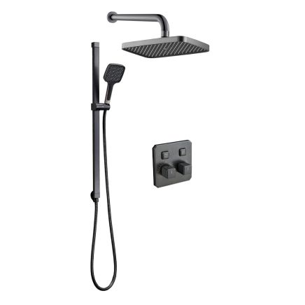 Flint Double Outlet Concealed Valve Shower Pack - Gunmetal