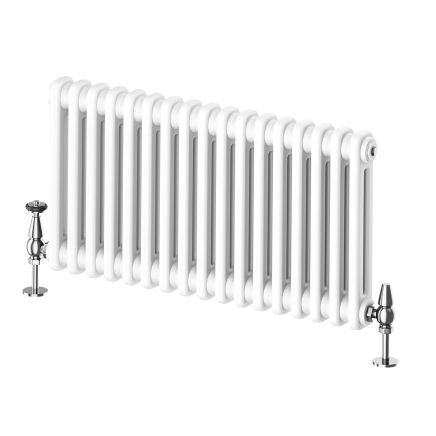 Upton White Double Horizontal Column Radiator - 400x785mm