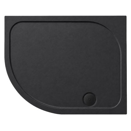 Black Slate Effect Non Slip Left Hand Offset Quadrant Shower Tray