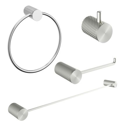 Moray Nickel 4-Piece Knurled Bathroom Accessory Set