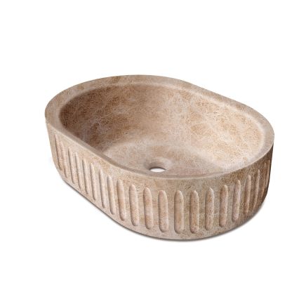 Marzio Patara Beige Honed Marble Oval Ribbed Basin 212990