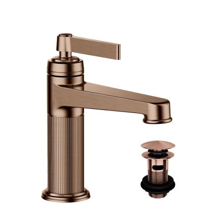 Downton Bright Copper Ribbed Basin Tap & Waste