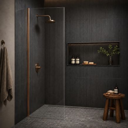 Royle Bronze Wetroom Glass Screen End Panel 680mm