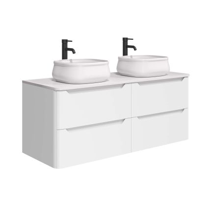 Ellis Wall Hung 1200mm Vanity Unit in Matt White with White Worktop