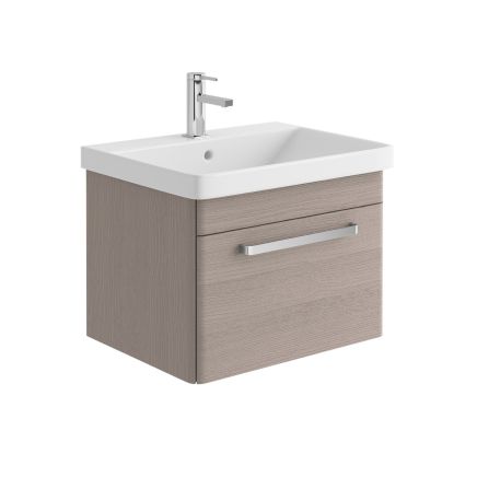 Esk Stone Grey Wall Hung Vanity Unit and Basin with Chrome Handles 600mm