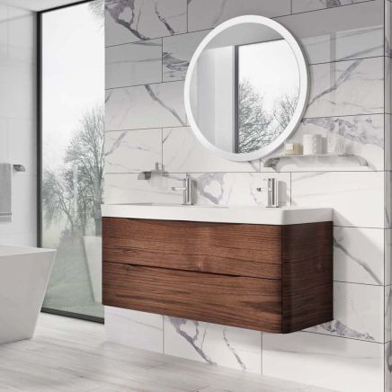 Erin Rosewood Wall Hung Vanity Unit with Resin Basin 1200mm