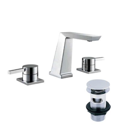 Cacia Chrome 3 Tap Hole Basin Mixer Tap & Waste