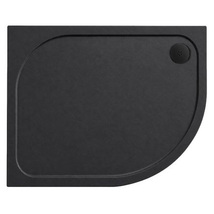 Black Slate Effect Non Slip Right Hand Offset Quadrant Shower Tray 1000x900mm