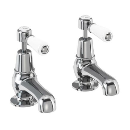 Burlington Kensington Chrome Pair of Traditional 3" Basin Pillar Taps