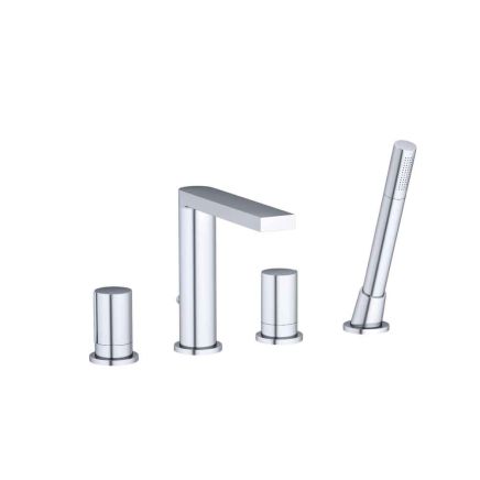 Pancho Chrome Deck Mounted 4 Hole Bath Shower Mixer Tap