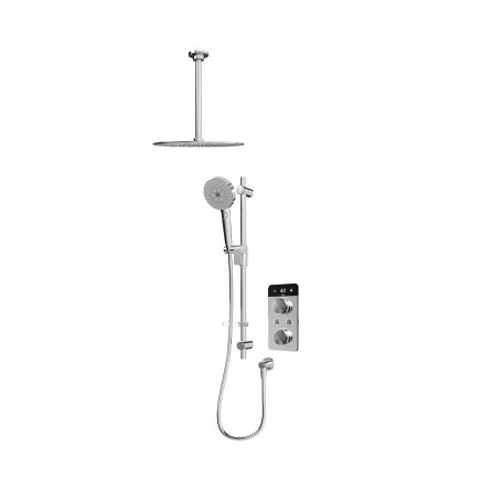 Aqualisa S2 Chrome Smart Digital Shower Dual Outlet (Slide Rail Kit with Fixed Ceiling Head) Gravity Pumped