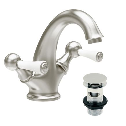 Warwick Brushed Nickel Traditional Basin Mono Tap & Waste