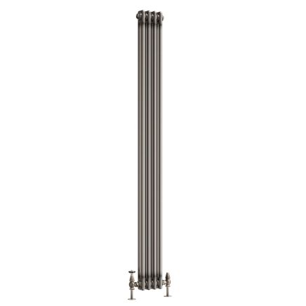 Clement Raw Metal Double Vertical Column Radiator - 1800x200mm