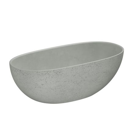 Brava Light Grey Travertine Texture Freestanding Concrete Bath 1650x800mm