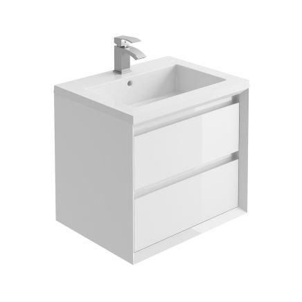 Venus Gloss White Wall Hung Vanity Unit 600mm