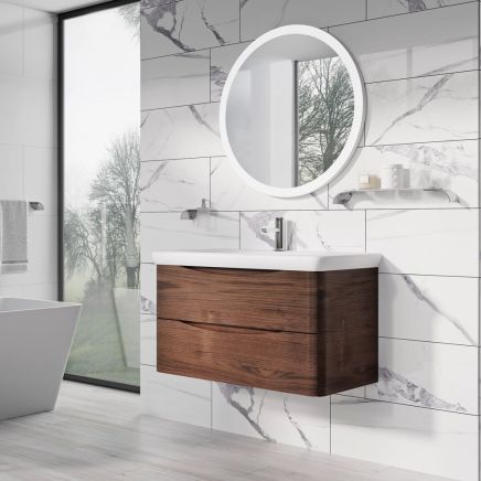 Erin Rosewood Wall Hung Vanity Unit with Link Resin Basin 900mm
