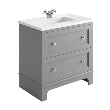 Ferris 650mm Vanity Unit in Light Grey with Quartz Worktop & Ceramic Basin